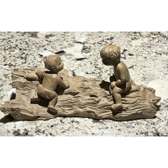 Vtg Haeger Pottery M.Strubel Sculpture 2 Children On A Fallen Tree - Picture 2 of 16